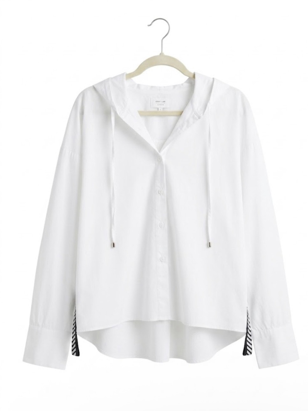 GREY LAB White Button-Up Shirt with Hood